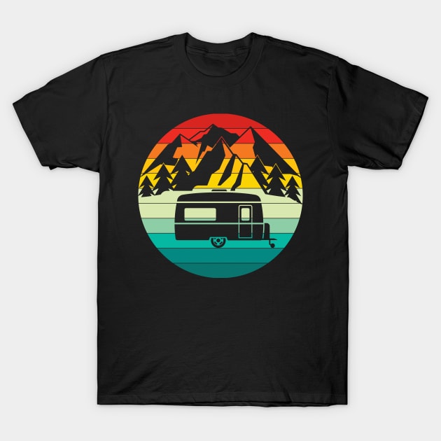 Vintage Sunrise Sunset - Mountain Hiking Camping Trailer T-Shirt by FabulousDesigns